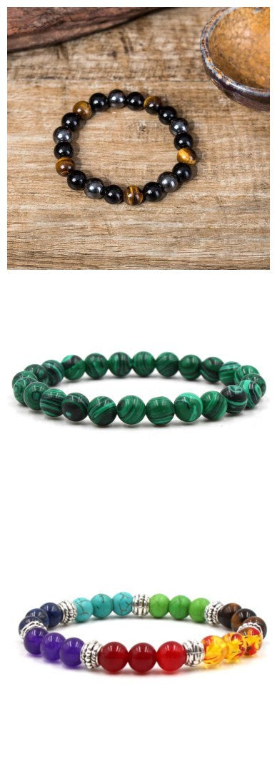 Classic Black Matte Green Malachite Bracelets Jewelry Jewelry dealsniper-net 3PC SET