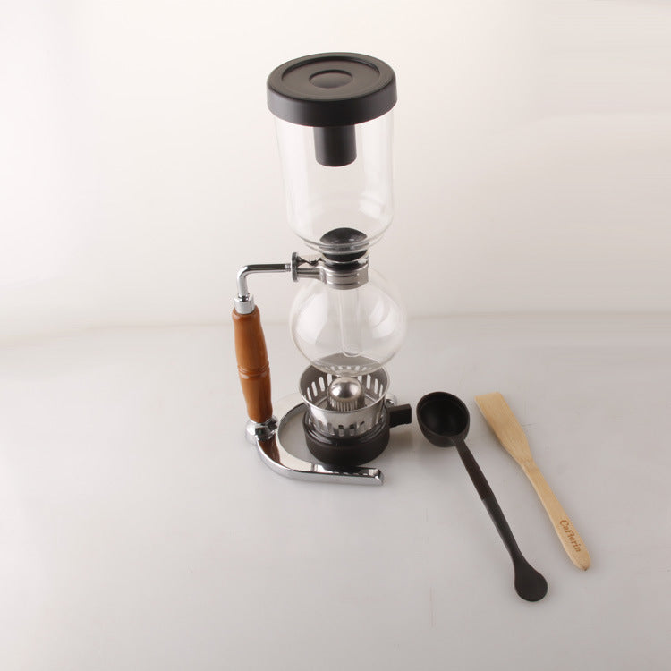 Siphon Coffee Maker Tea Pot Vacuum Coffeemaker Glass Machine Kitchen DealSniper.net Wood