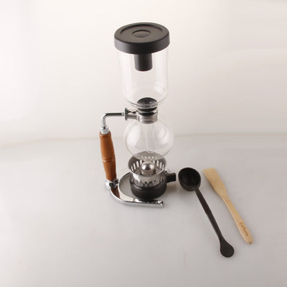 Siphon Coffee Maker Tea Pot Vacuum Coffeemaker Glass Machine Kitchen dealsniper-net Wood