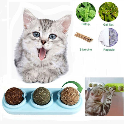 3pcs/lot Self-adhesive Rotated Catnip Lick Ball Pets dealsniper-net