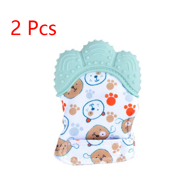 Baby teether baby anti-bite silicone molar gloves children's sound toys Kids DealSniper.net Light green 2 style 1pair