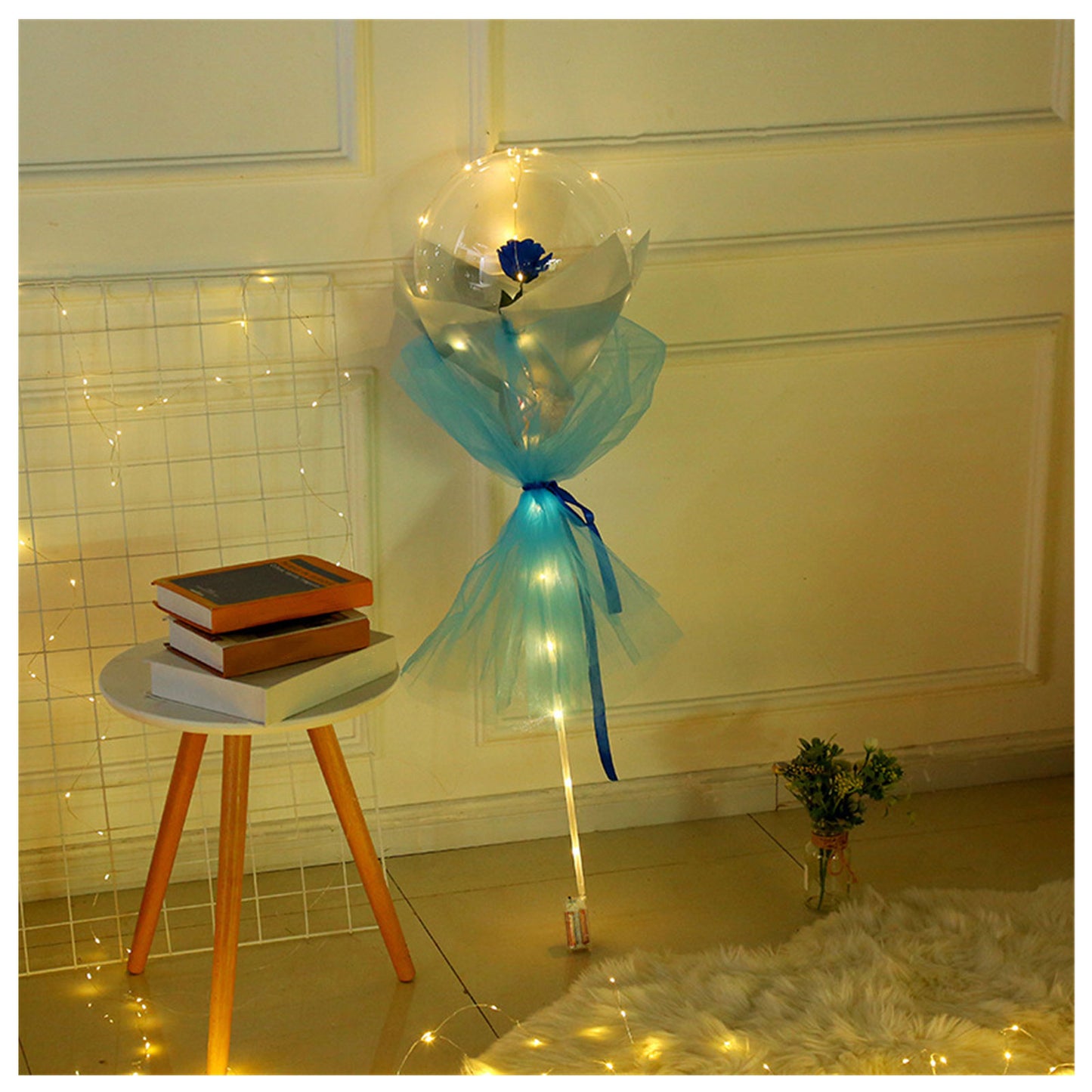 LED Luminous Balloon Rose Bouquet Transparent Bobo Ball Rose Deals dealsniper-net Blue rose