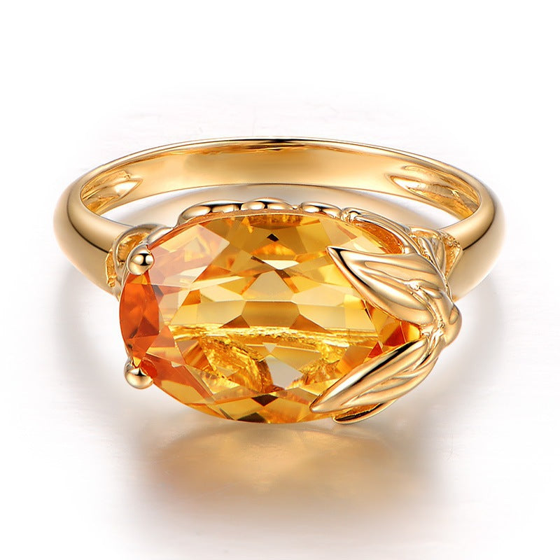 Engagement Ring Citrine Gemstone Ring Jewelry dealsniper-net