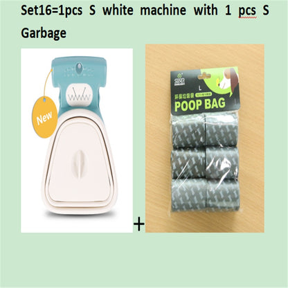 Dog Pet Travel Foldable Pooper Scooper With 1 Roll Pets Gym From House Set 16 WhiteSXS