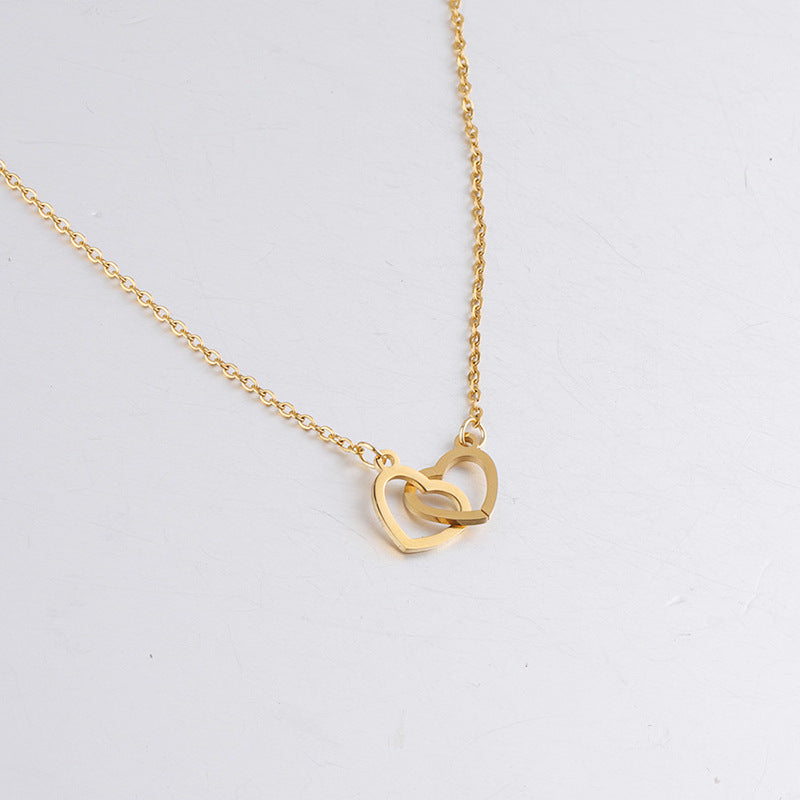 Mirror Stainless Steel Necklace Heart-to-heart Titanium Steel Jewelry dealsniper-net