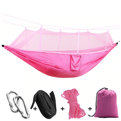 Outdoor Parachute Cloth Hammock Couble with Mosquito Net Light