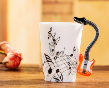 Creative Music Violin Style Guitar Ceramic Mug Coffee Tea Gifts