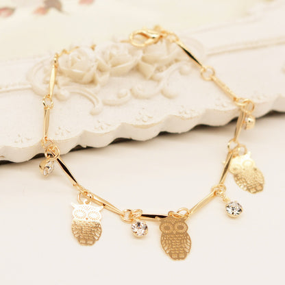 Ethnic Style Golden Owl Tassel Bracelet Jewelry DealSniper.net