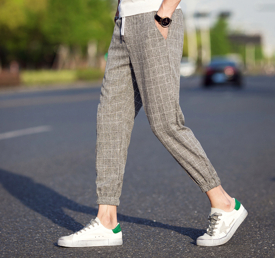 Casual Ankle-Length Plaid Pants Men Trousers Hip Hop Jogger Pants Men Sweatpants Streetwear Men Pants Trousers Men DealSniper.net Dark gray 3XL
