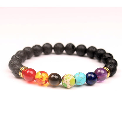 Handmade Black Lava Seven Chakra Healing Balance Beaded Bracelet Jewelry dealsniper-net 2