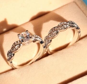 New set of rings wedding ring set men and women couple ring jewelry Jewelry dealsniper-net