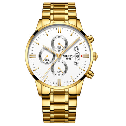 Men Watch Chronograph Sport Mens Watches Top Brand Men DealSniper.net Gold white