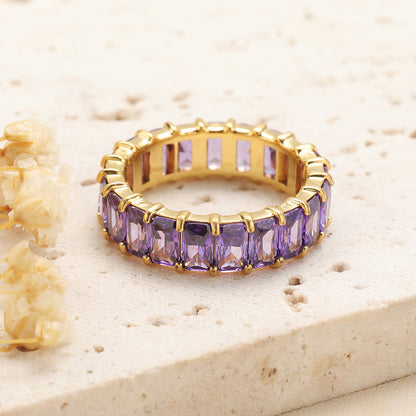 Fashion Diamond-studded Ring Jewelry Light Luxury Minority Colorful Crystals Rings Jewelry dealsniper-net Gold Purple Diamond 8