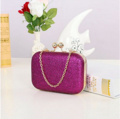 Women Handbag Evening Bags For Party New Women Chain Shoulder Bag Ladies Fashion Gold Clutch Box Bag Women Messenger Women dealsniper-net Dark purple Stlye1