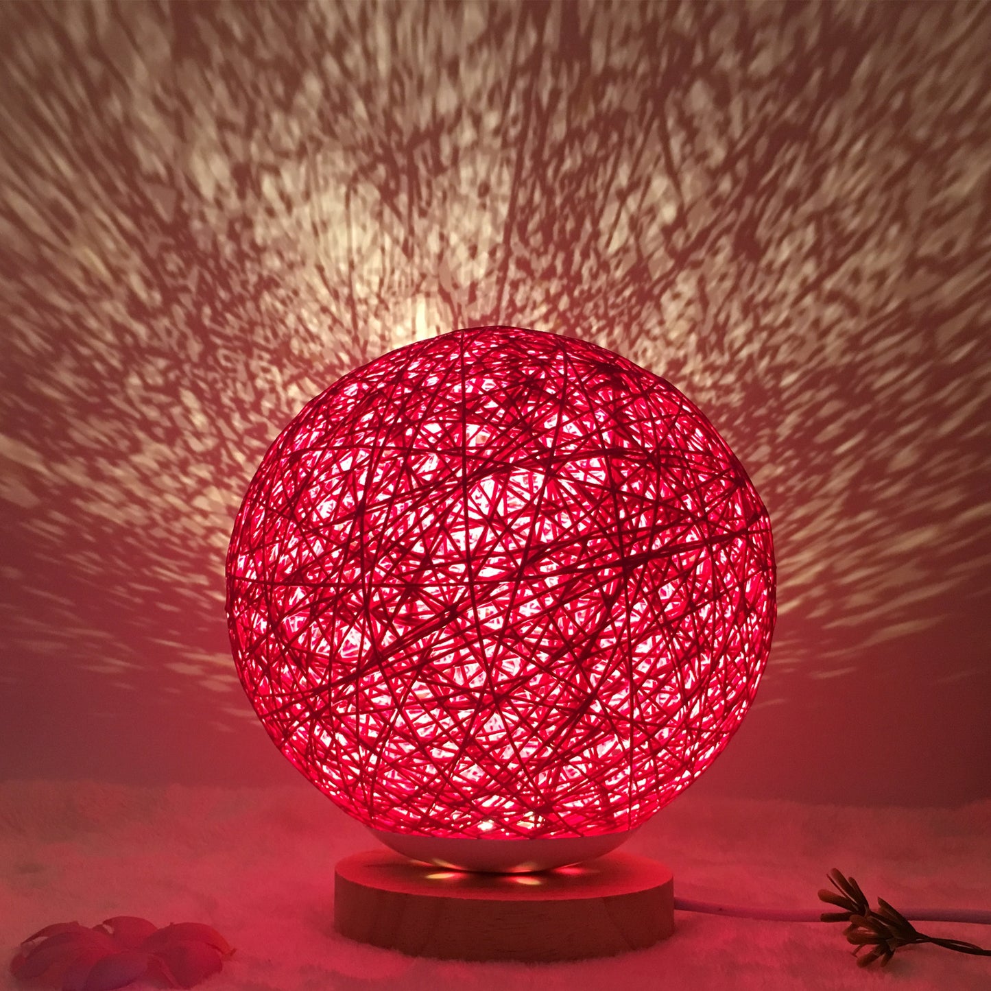 Creative Linen Table Lamp Novel and Unique LED Intelligent Home Decor Gym From House Red round Button 20cm