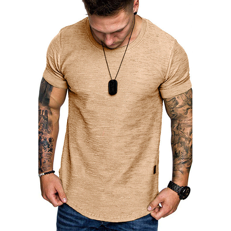 Men's Loose Round Neck Short Sleeve T-Shirt Men dealsniper-net Khaki 3xl