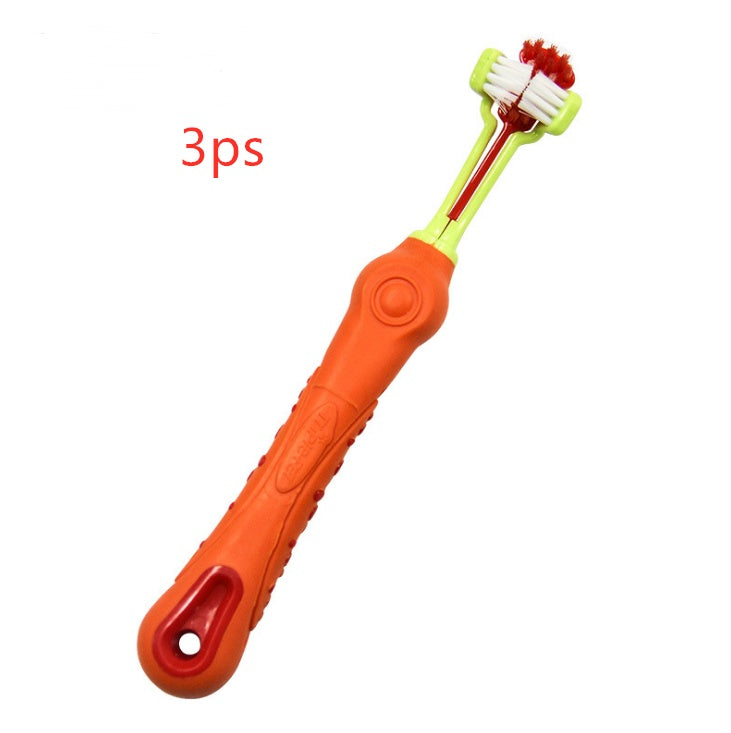Three Sided Pet Toothbrush Dog Brush Bad Breath Tartar Teeth Care Pets Gym From House Orange3PC