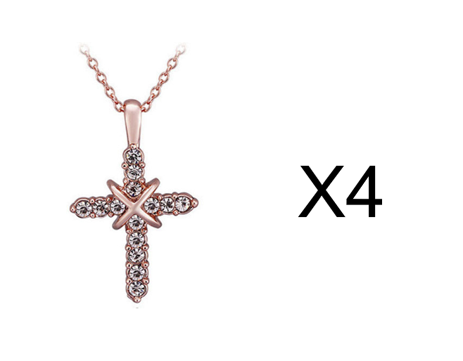 Studded Jesus Cross Necklace Clavicle Chain Jewelry dealsniper-net 4XRose Gold