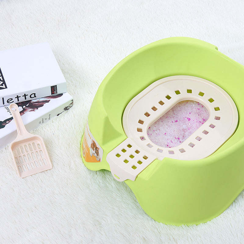 Spillproof Cat Litter Pan Semi-enclosed Oversize Cat Toilet Pets Gym From House