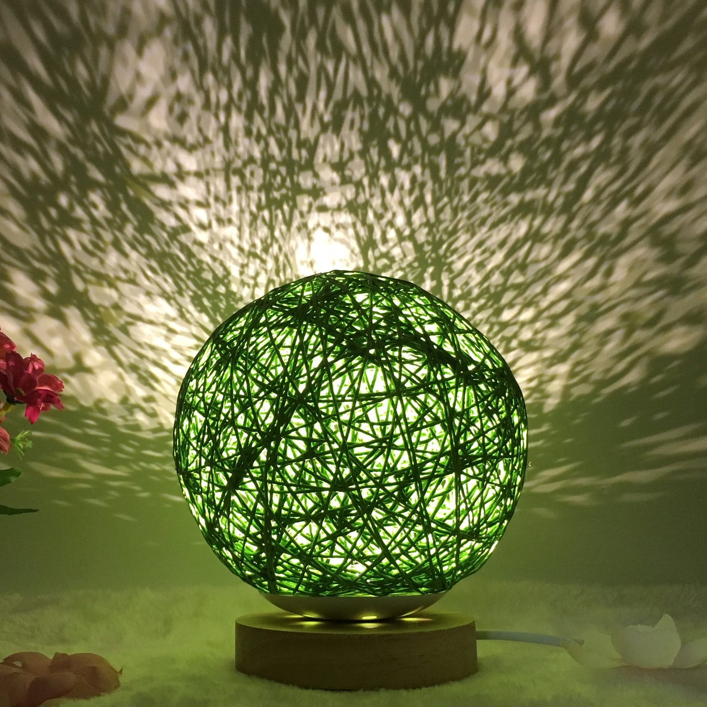 Creative Linen Table Lamp Novel and Unique LED Intelligent Home Decor Gym From House Green round Button 15cm