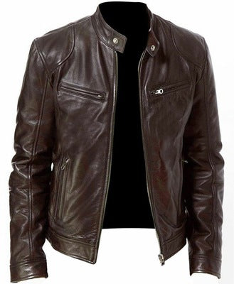 PU Leather Jacket Slim Leather Jacket Men dealsniper-net