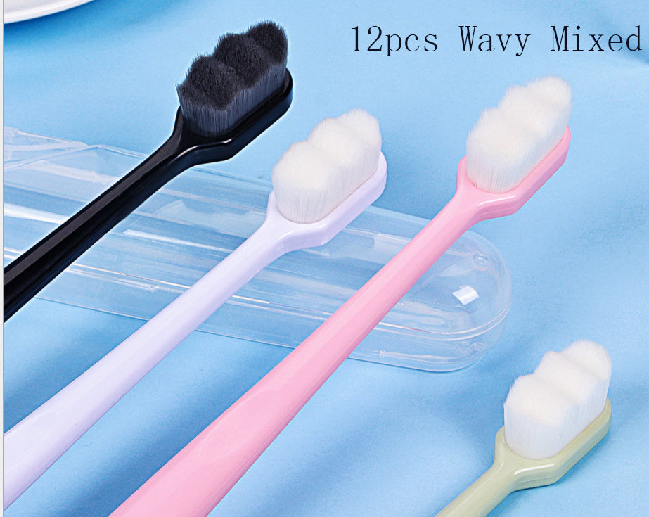 Ultra-fine Toothbrush Super Soft Bristle Deep Cleaning Brush Kids DealSniper.net 12pcs Wavy Mixed