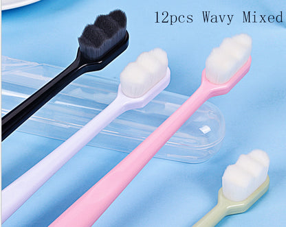 Ultra-fine Toothbrush Super Soft Bristle Deep Cleaning Brush Kids DealSniper.net 12pcs Wavy Mixed