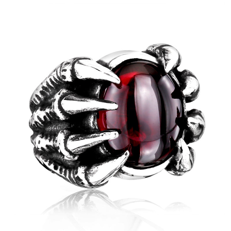 Men's Vintage Personality Titanium Steel Inlaid Zircon Ring Jewelry dealsniper-net Ruby 10