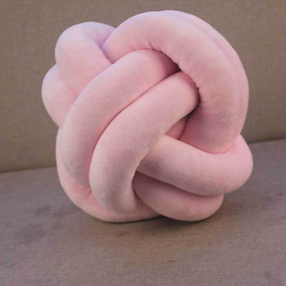 Knotted Plush Ball Design Round Throw Pillow House DealSniper.net Pink 18x18cm
