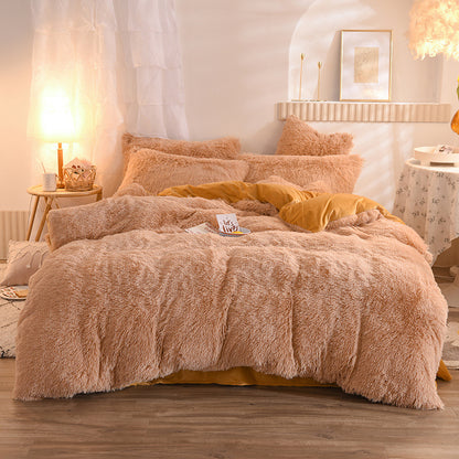 Luxury Thick Fleece Duvet Cover Winter Warm Bed Quilt Cover House dealsniper-net Camel 1.5M