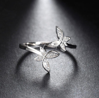 Fashion 925 Silver Adjustable RING Sterling Silver Ring with Flower Design Jewelry dealsniper-net