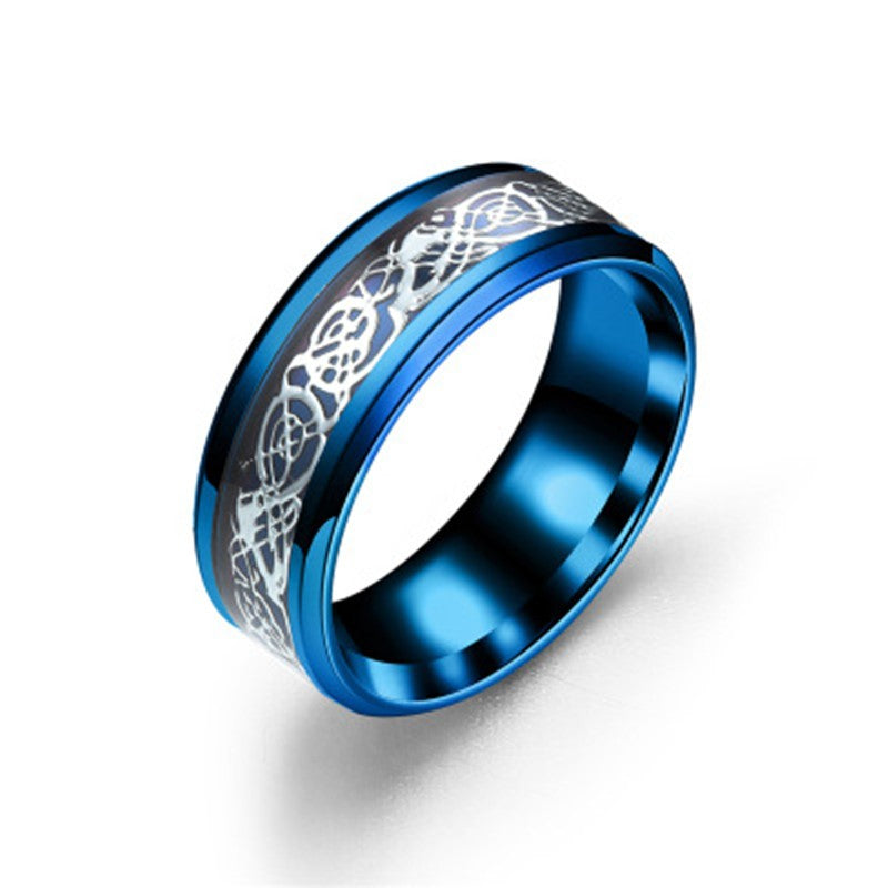 Titanium Steel Dragon Ring Jewelry dealsniper-net Blue 10