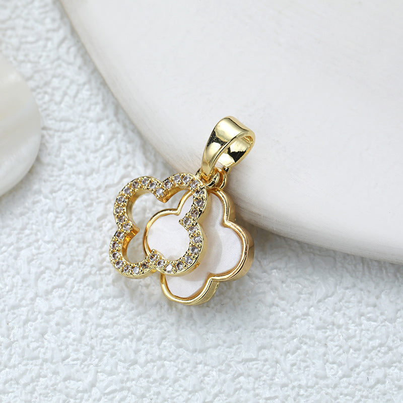 Fashionable Commuter Trendy Micro-Inlaid Zircon Ice-Type Necklace Jewelry Gym From House D079j four leaf clover