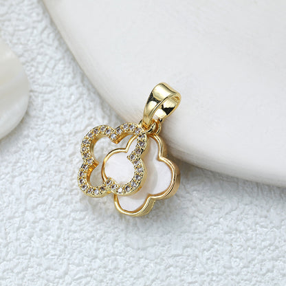 Fashionable Commuter Trendy Micro-Inlaid Zircon Ice-Type Necklace Jewelry Gym From House D079j four leaf clover