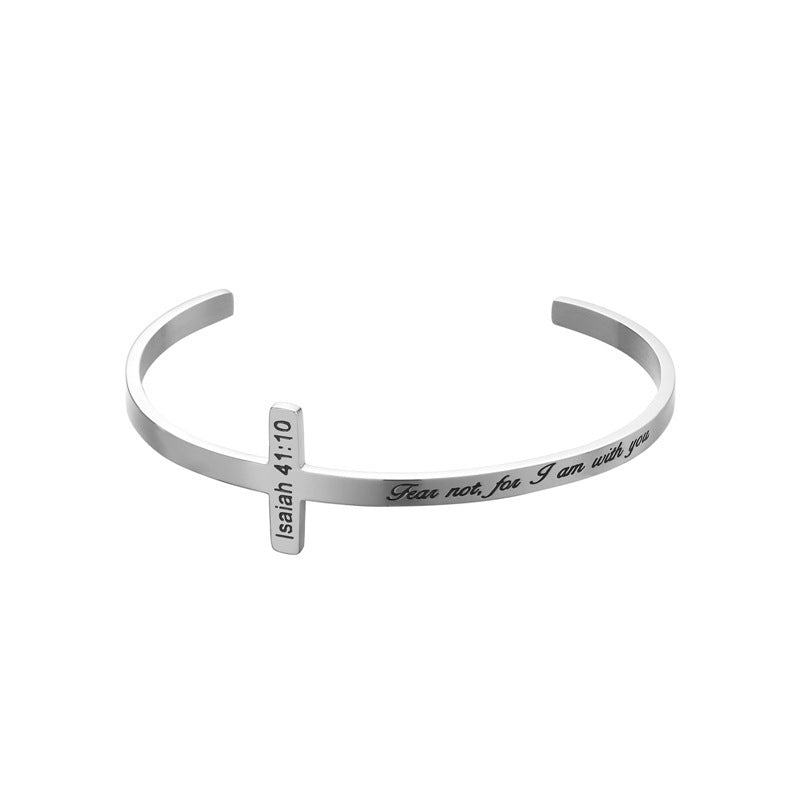 Special titanium steel bracelet with lettering Jewelry dealsniper-net Silver B913