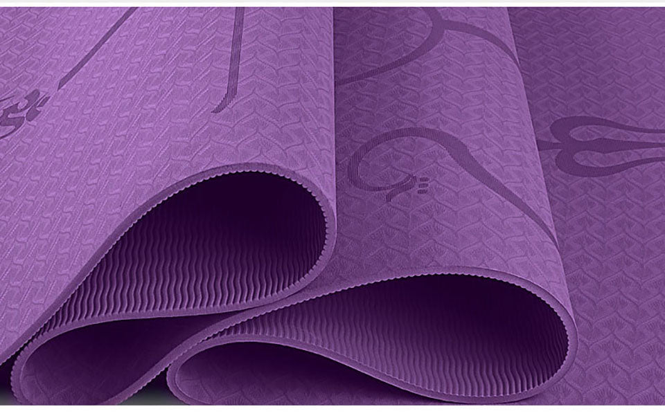 Non Slip TPE Yoga Mat Position Line Beginner Sports DealSniper.net