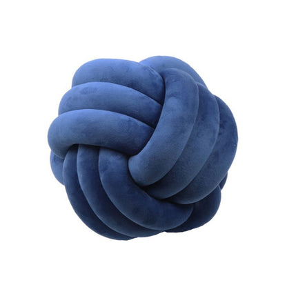 Knotted Plush Ball Design Round Throw Pillow House DealSniper.net Navy blue 20cm