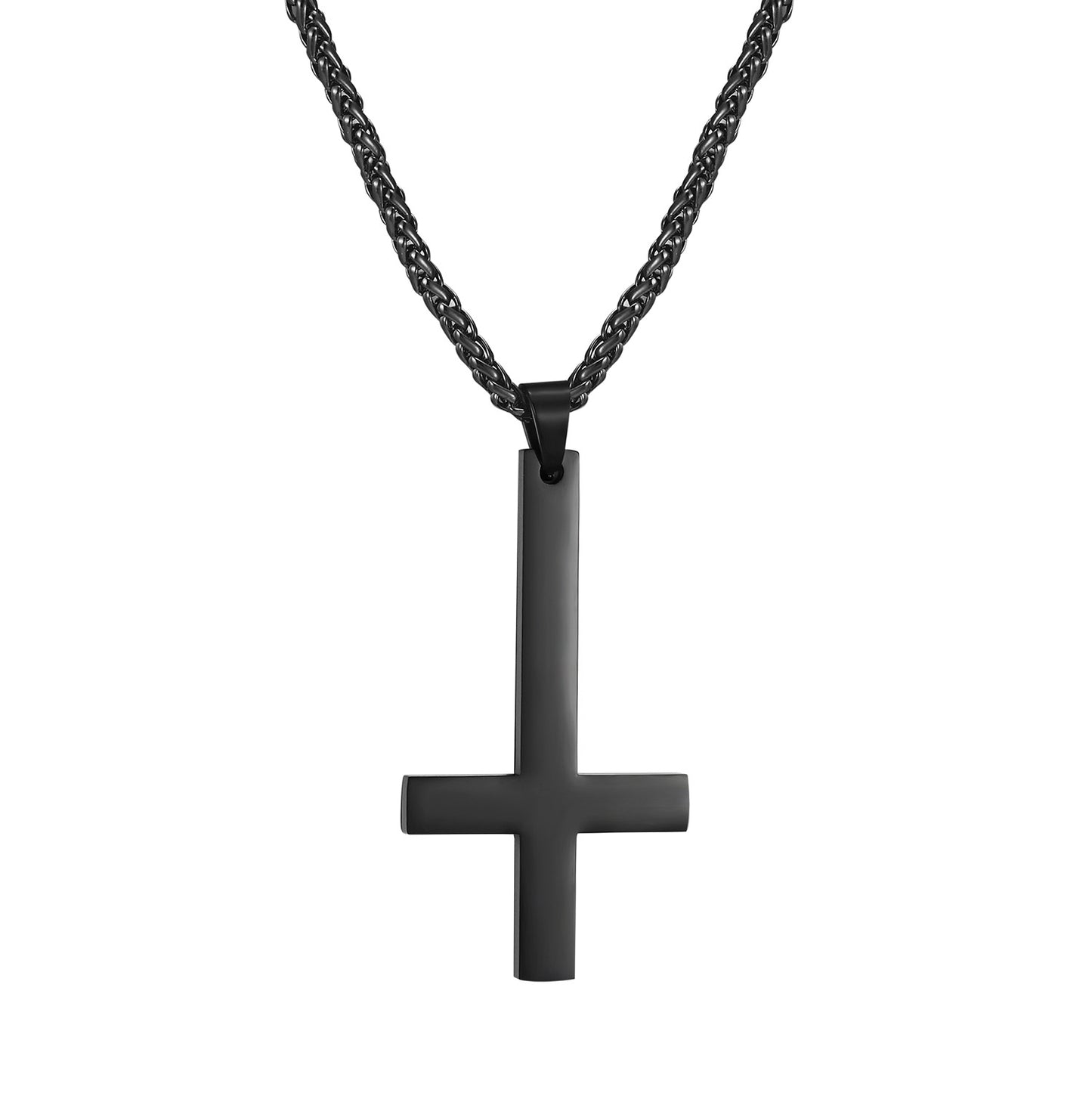 Titanium steel smooth cross necklace pendant Jewelry dealsniper-net Black