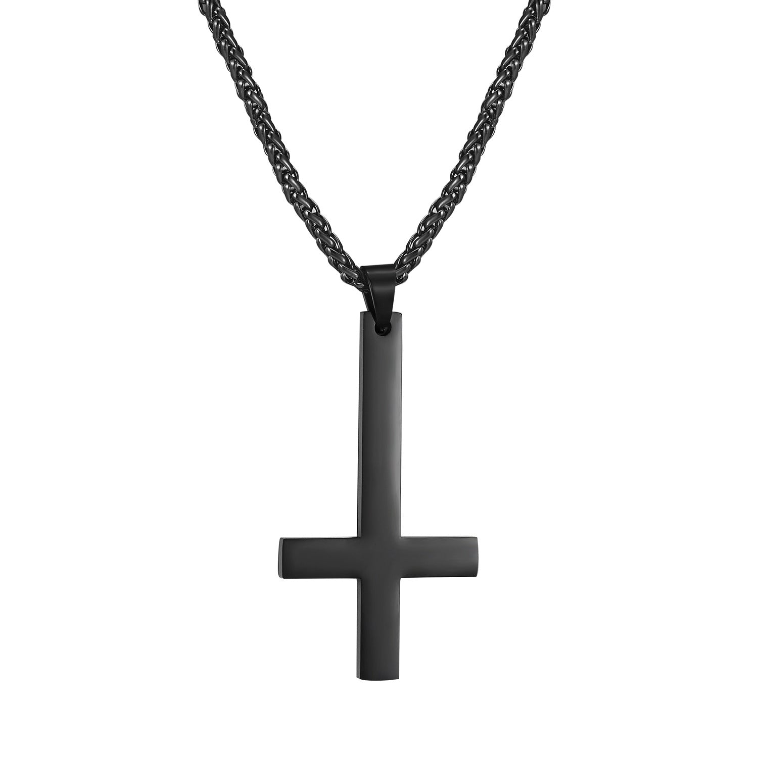 Titanium steel smooth cross necklace pendant Jewelry dealsniper-net Black