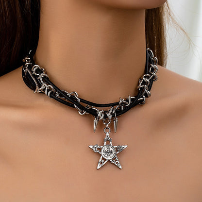 Y2k Rivets Skull Stars Pendants Necklaces Hot Girls Gothic Punk Jewelry Gym From House