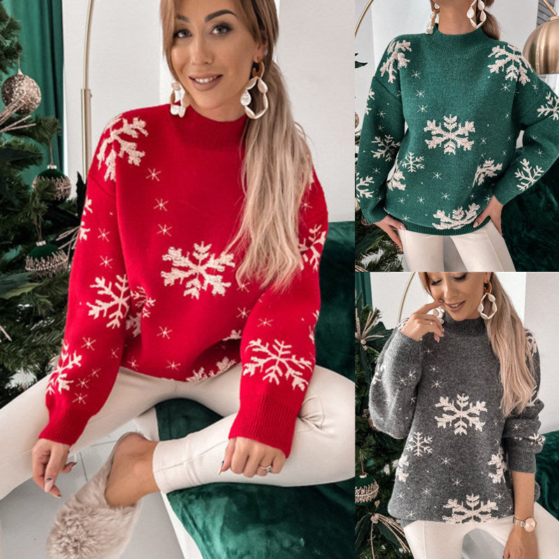 Fall Winter Women's Christmas Sweater Knitted Fluffy Streetwear Women dealsniper-net