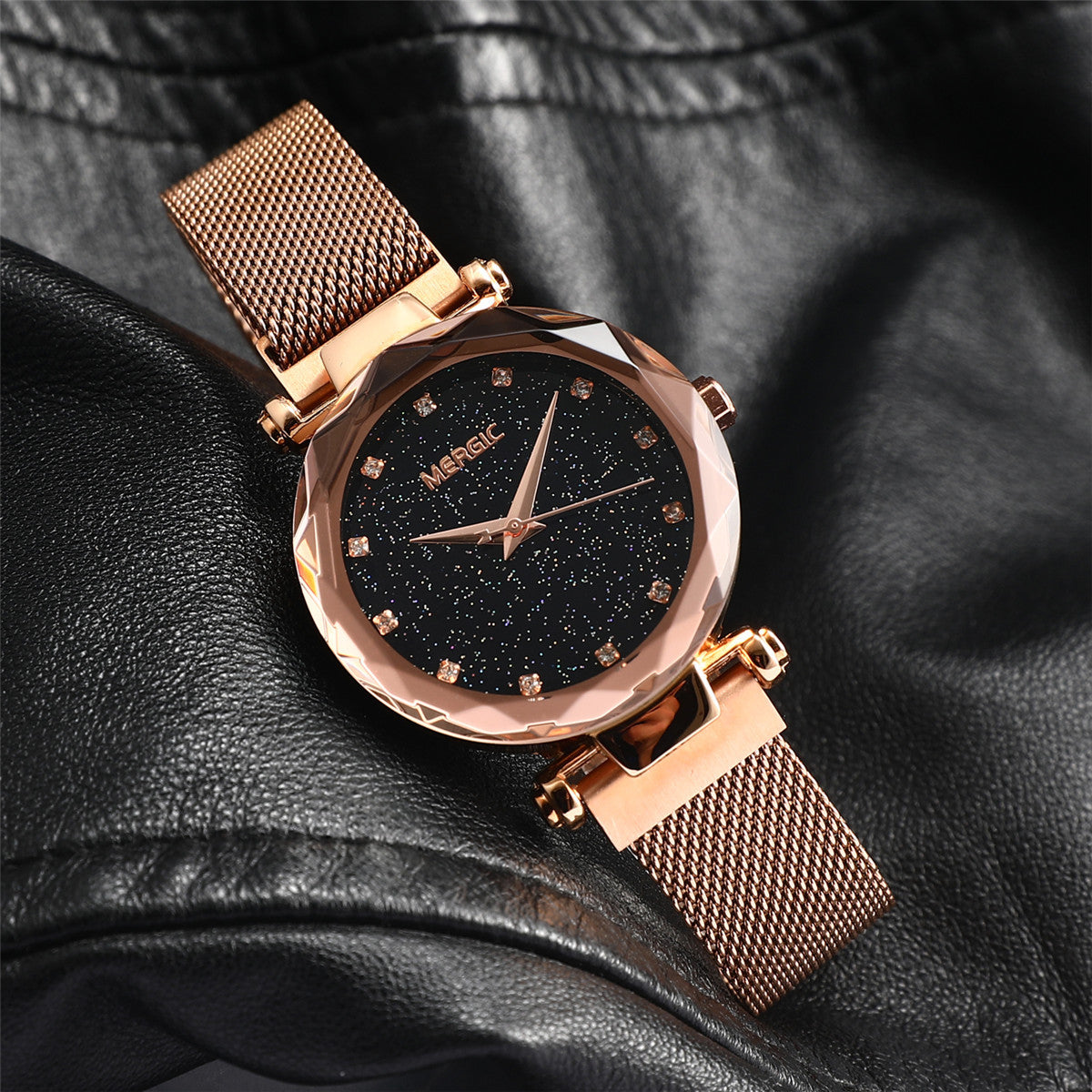 Milan mesh belt starry sky rhinestone scale watch Jewelry DealSniper.net Gold
