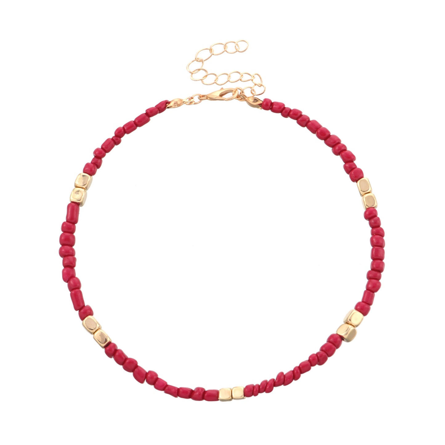 New Golden Rice Bead Beach Anklet Women Jewelry Gym From House Rose Red