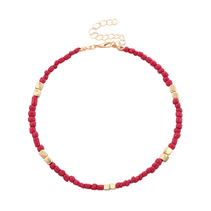 New Golden Rice Bead Beach Anklet Women Jewelry Gym From House Rose Red