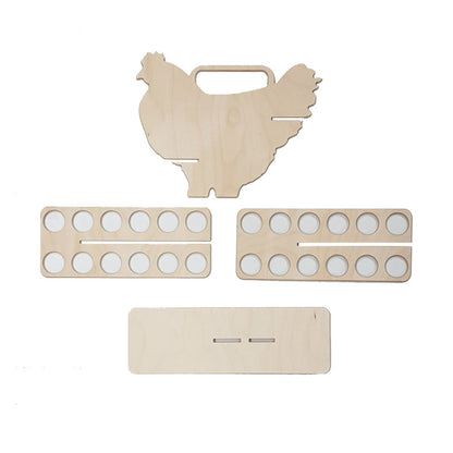 12 Cells Chicken Shape Egg Shelf Portable Wooden Case Kitchen dealsniper-net