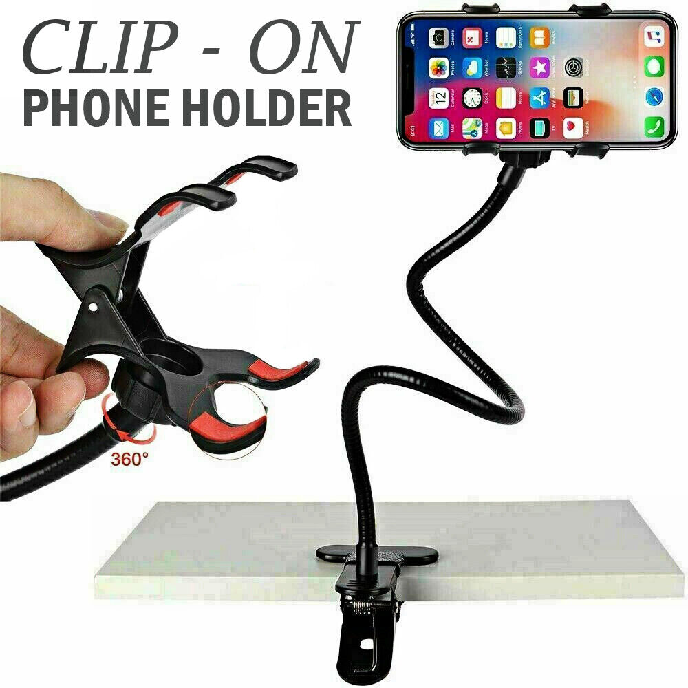 Universal Lazy Mobile Phone Gooseneck Stand Holder Flexible Bed Desk Table Clip Phones DealSniper.net