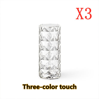 Nordic Crystal Lamp USB Table Lamps Bedroom Touch Dimming Home dealsniper-net White 3colors 3pcs USB