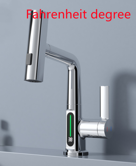 Intelligent Digital Display Faucet Pull-out Basin Faucet House DealSniper.net Silver Fahrenheit display