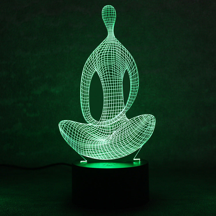 3D 7 Color Changing Yoga LED Meditation Of Acrylic Night Light Home Decor Gym From House