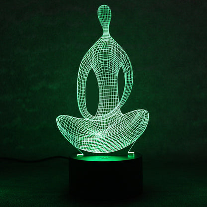 3D 7 Color Changing Yoga LED Meditation Of Acrylic Night Light Home Decor Gym From House